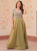 Prazu Fashion Mahendi Silk Beads Embroidered Gown | Grocsy