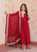 Vedant Vastram Georgette Embroidery & Sequence Work Stitched Ethnic Gown-Maroon | Grocsy