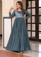 Prazu Fashion Rama Silk Position Print Jacquard Weaving Gown | Grocsy