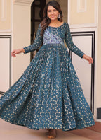 Prazu Fashion Rama Silk Position Print Jacquard Weaving Gown | Grocsy