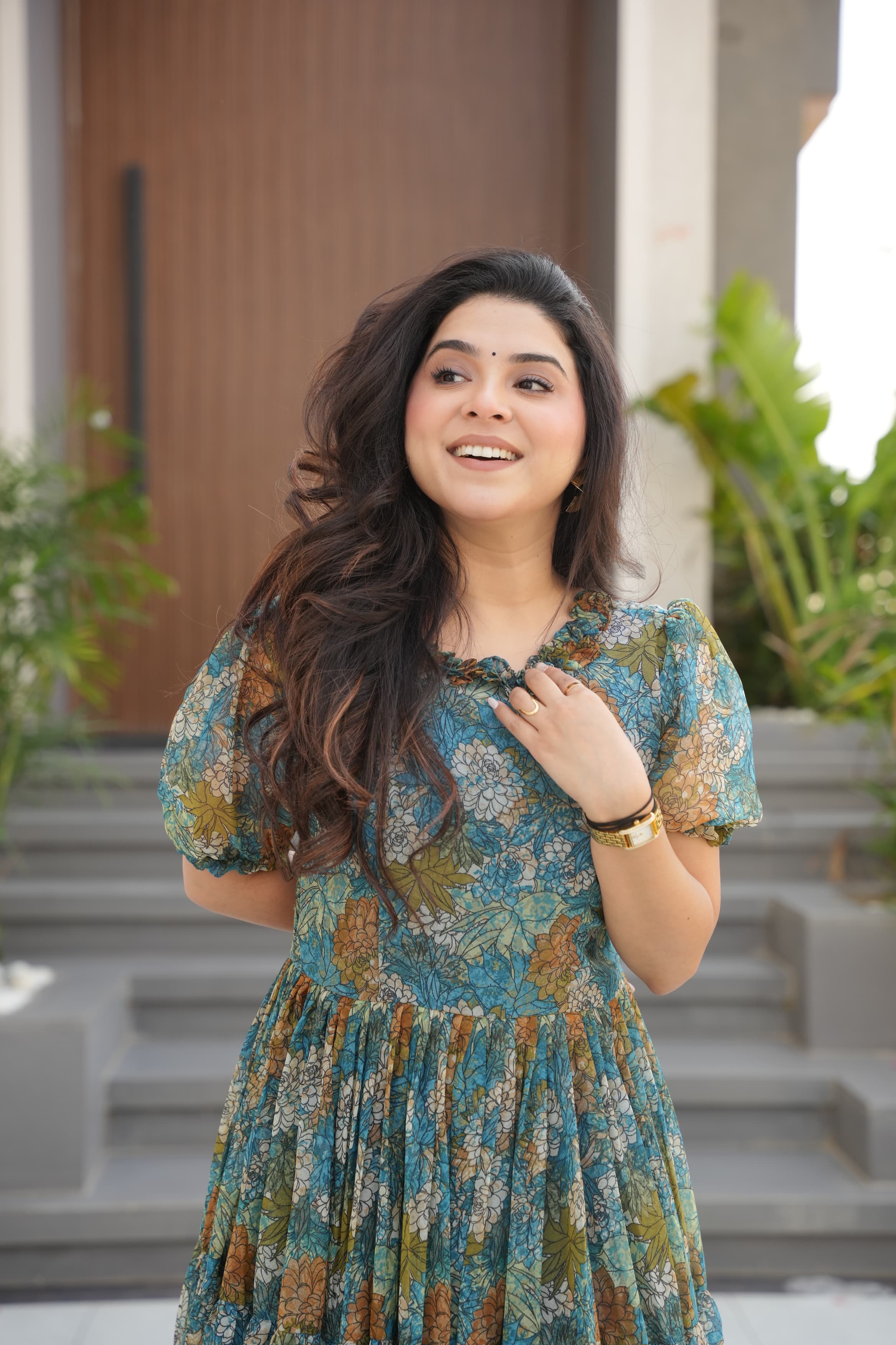 Prazu Fashion Light Blue Georgette Printed Gown | Grocsy
