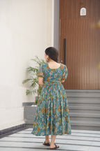 Prazu Fashion Light Blue Georgette Printed Gown | Grocsy