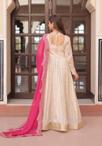 Vedant Vastram Russian Silk Embroidery & Sequence Work Stitched Ethnic Gown-Pink | Grocsy
