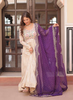 Vedant Vastram Russian Silk Embroidery & Sequence Work Stitched Ethnic Gown-Purple | Grocsy