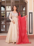 Vedant Vastram Russian Silk Embroidery & Sequence Work Stitched Ethnic Gown-Red | Grocsy