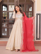 Vedant Vastram Russian Silk Embroidery & Sequence Work Stitched Ethnic Gown-Red | Grocsy