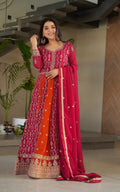 Vedant Vastram Georgette Embroidery & Sequence Work Stitched Ethnic Gown-Pink | Grocsy