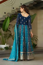 Vedant Vastram Georgette Embroidery & Sequence Work Stitched Ethnic Gown-Rama | Grocsy