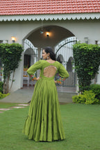 Prazu Fashion Parrot Reyon Kutchi Gamthi Work Navaratri Gown | Grocsy