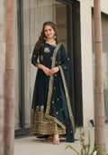 Vedant Vastram Georgette Embroidery & Sequence Work Stitched Ethnic Gown-Rama | Grocsy