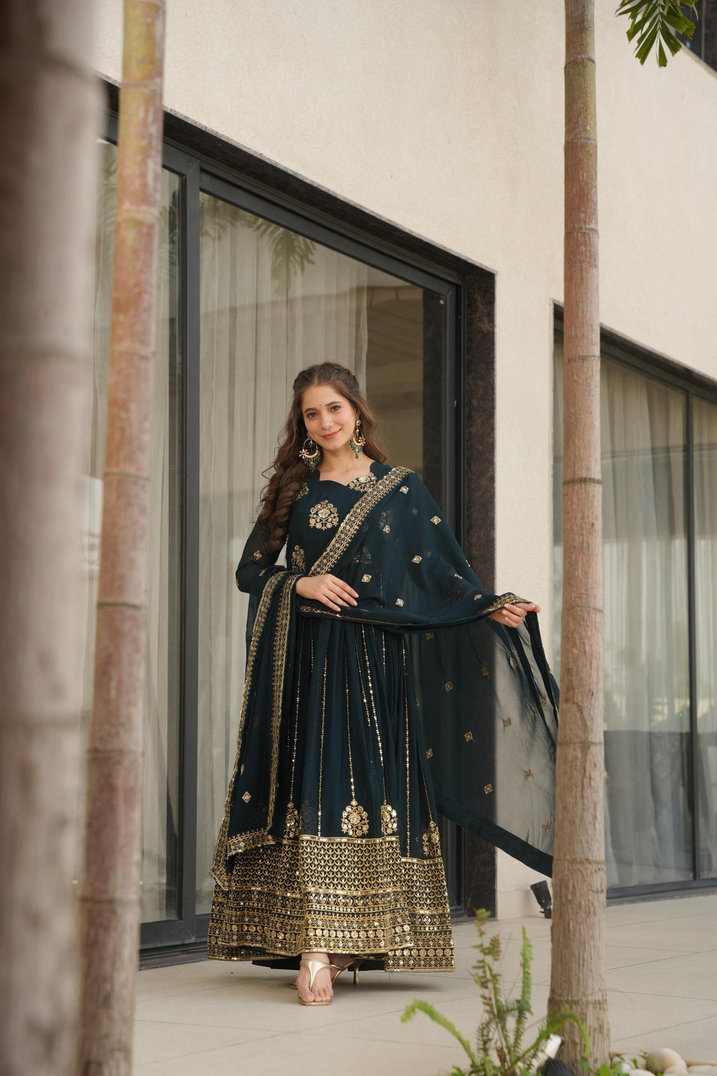 Prazu Fashion Rama Georgette Rich Zari & Sequins Embroidered Gown | Grocsy