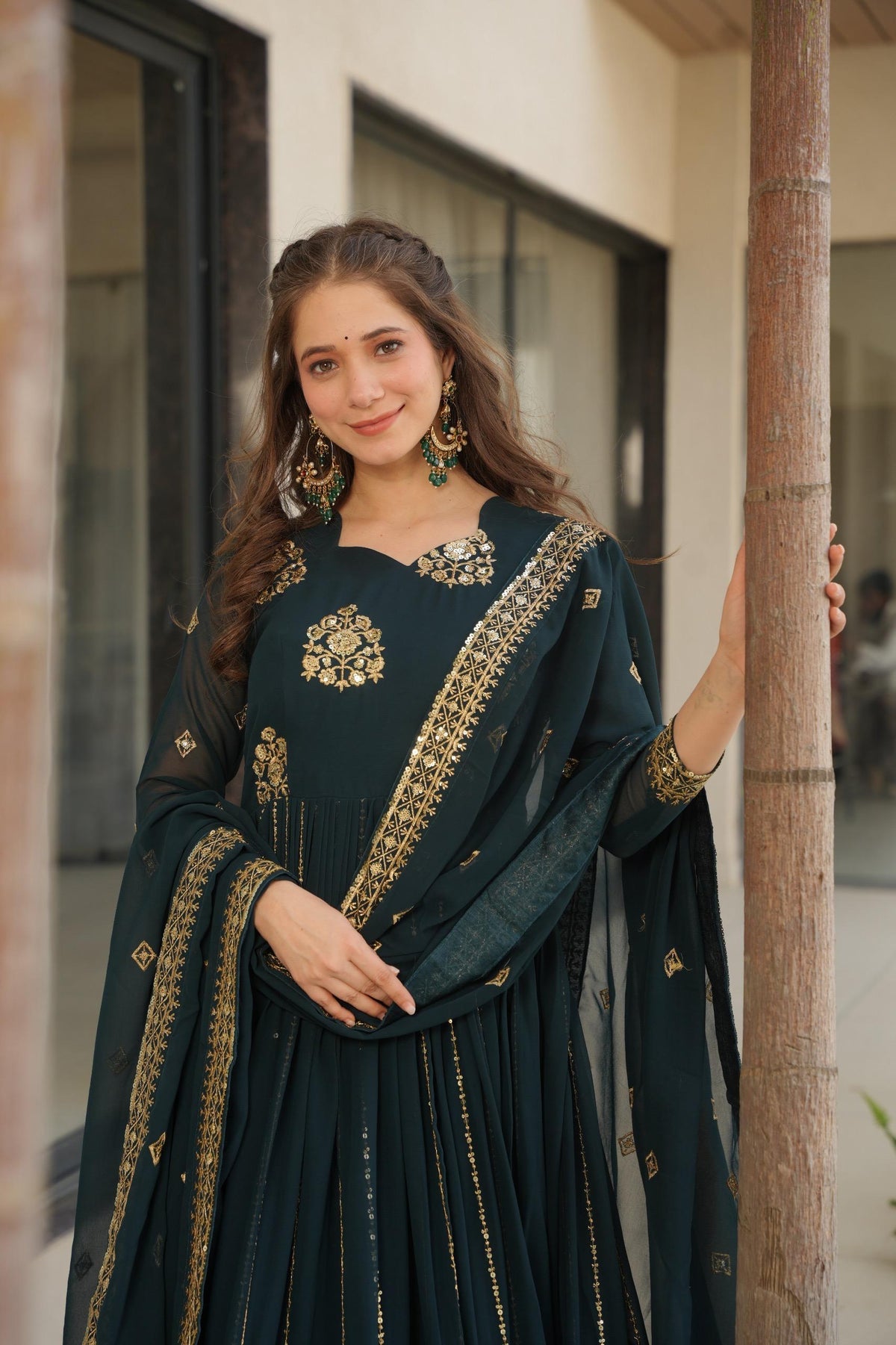 Prazu Fashion Rama Georgette Rich Zari & Sequins Embroidered Gown | Grocsy