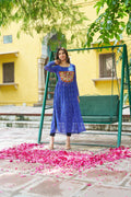 Prazu Fashion Blue Georgette Bandhej Print With Kutchi Patchwork Kurti For Navratri | Grocsy
