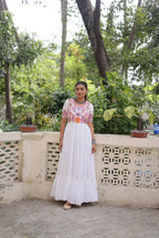 Prazu Fashion Off White Rayon With Kutchi Gamthi Embroidered Gown For Navratri | Grocsy