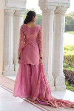 Prazu Fashion Light Pink Fendi Silk Sequins & Zari Embroidered Sharara Suit | Grocsy