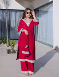 Vedant Vastram Heavy Velvet Embroidery & Mirror Work Stitched Salwar Suit Set-Pink | Grocsy