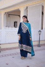 Prazu Fashion Rama Velvet Rich Sequins , Zari, Coding & Thread Embroidered Salwar Suit | Grocsy