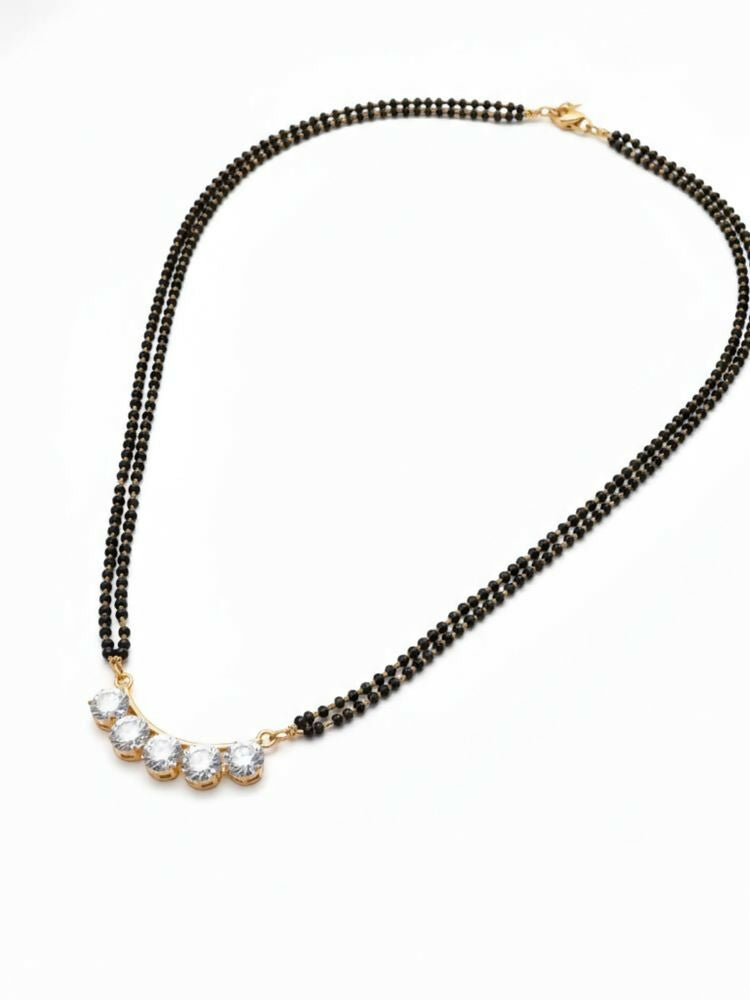 NVR Women Gold Plated Black Beaded Mangalsutra | Grocsy