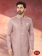 Joban Fashion Men's Pink Straight Imported Tr Self-Design In Fabric Indo-Western Kurta Set | Grocsy