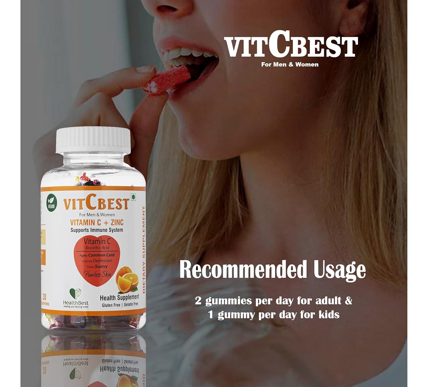 HealthBest VitCbest Vitamin C + Zinc Gummies | Grocsy