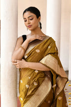 Joban Fashion Olive Pure Katan Pure Handloom Banarasi Silk Saree | Grocsy