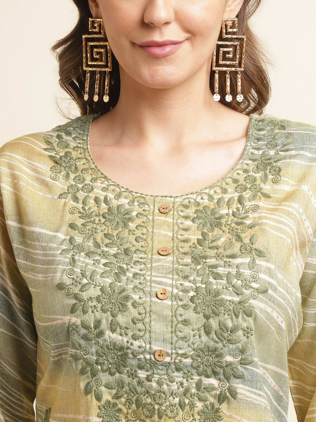 Green Poly Rayon Stripe Printed Straight Fit Kurta - Prasuti | Grocsy