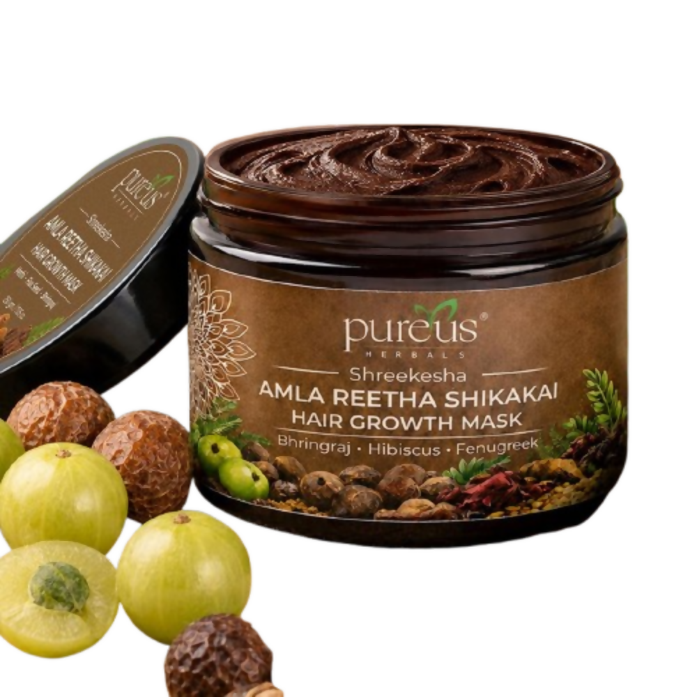 Pureus Herbals Shreekesha Amla Reetha Shikakai Hair Growth Mask | Grocsy