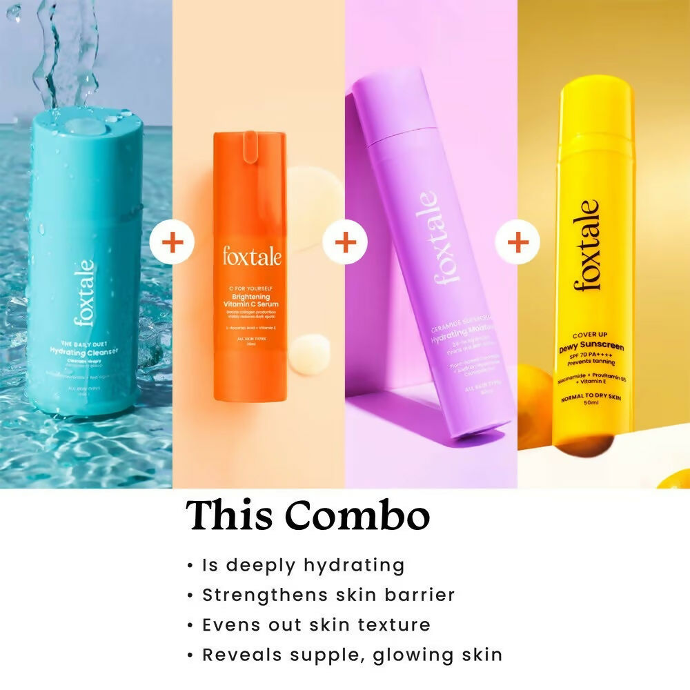 Foxtale CSMS (Cleanser, Serum, Moisturizer, Sunscreen) Flawless Skin Combo | Grocsy