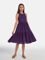 Suta Women's Purple Solid Fit and Flare Dress | Grocsy