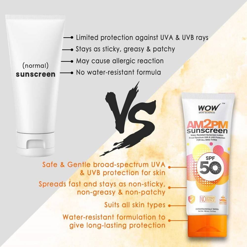 Wow Skin Science AM2PM SPF50 Water Resistant & Mineral Oil Sunscreen Lotion | Grocsy
