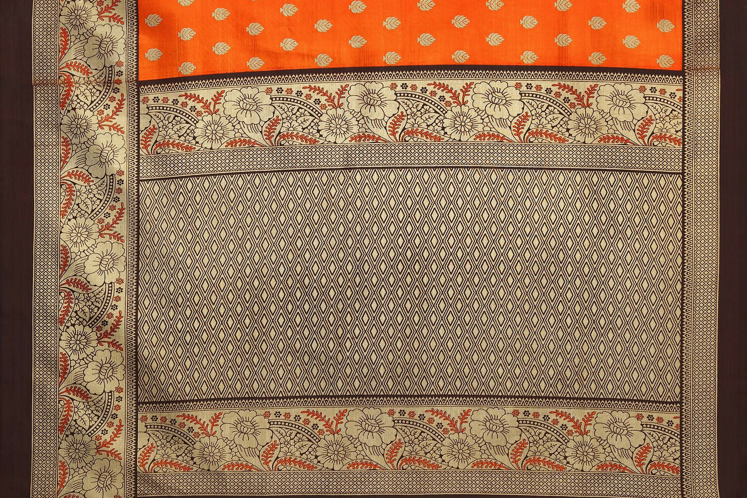Vamika Orange Printed Art Silk Saree | Grocsy
