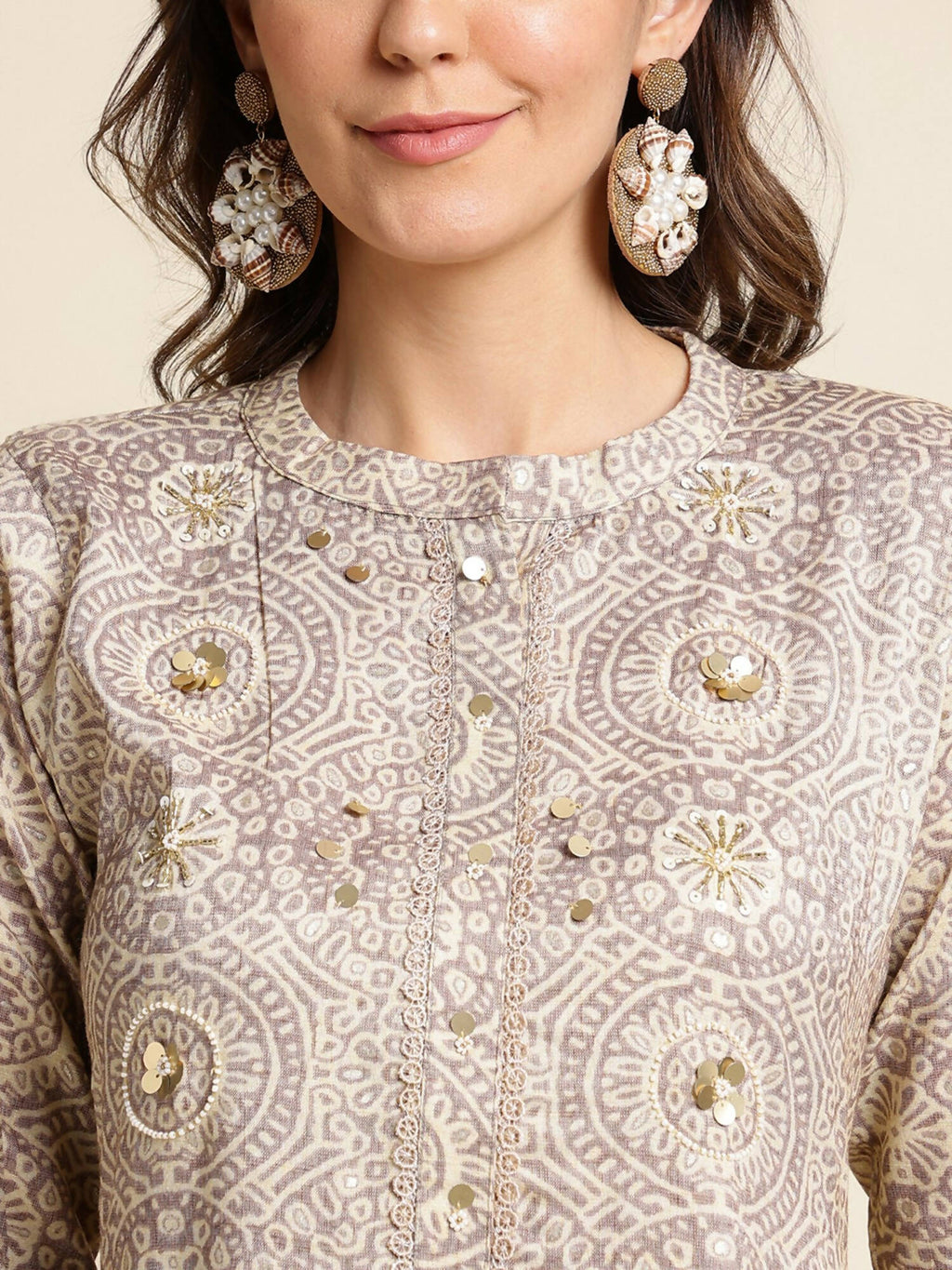 Grey Chiffon Paisley Printed Top - Himanshi | Grocsy
