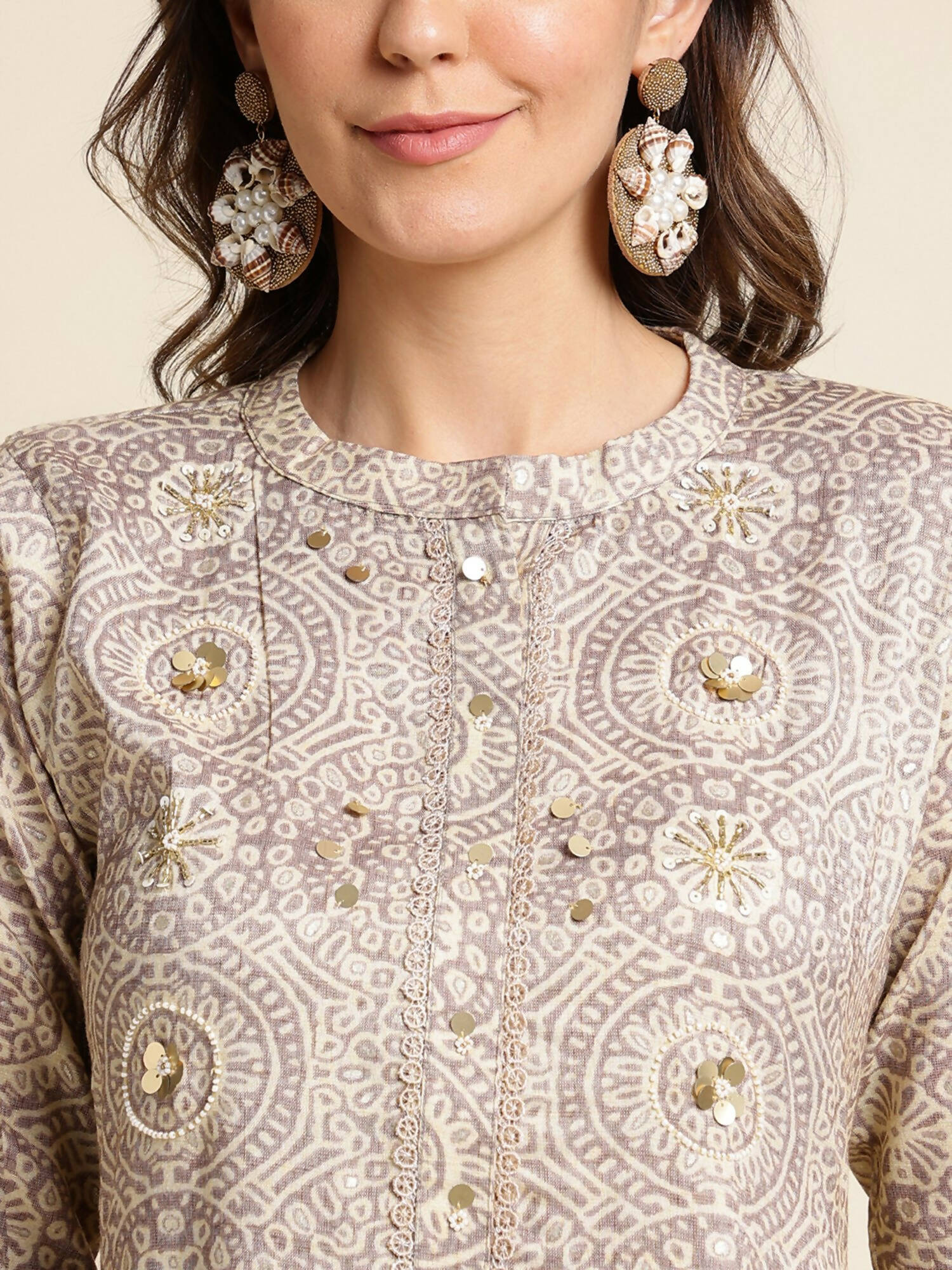 Grey Chiffon Paisley Printed Top - Himanshi | Grocsy