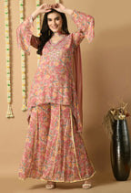 Joban Fashion Rose Gold Chinnon Kurta Set | Grocsy