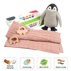 Nesta Toys Newborn Gift Set - Knitted Cotton Blanket, Penguin Plush Toy, Elephant & Car Teether | Grocsy