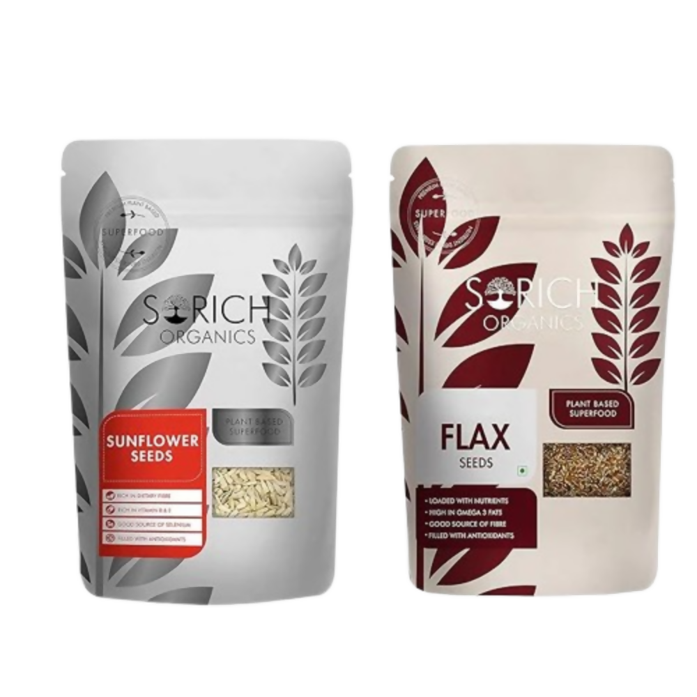 Sorich Organics Raw Flax Seeds & Sunflower Seeds Superfood Combo | Grocsy