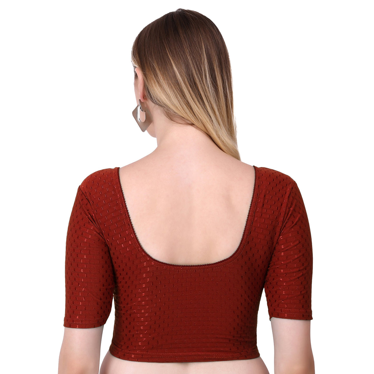 Vamika Cotton Lycra Stretchable Fabric Brown Stretchable Blouse | Grocsy