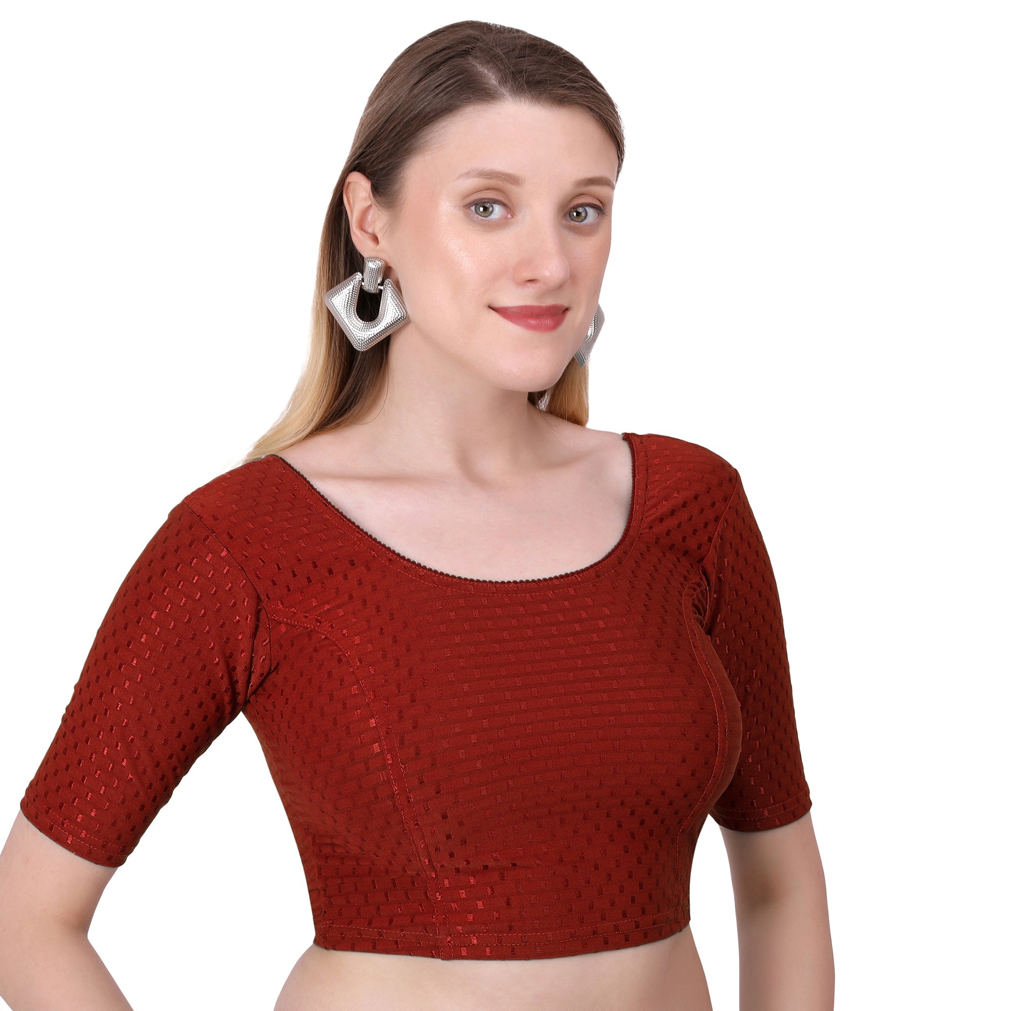 Vamika Cotton Lycra Stretchable Fabric Brown Stretchable Blouse | Grocsy