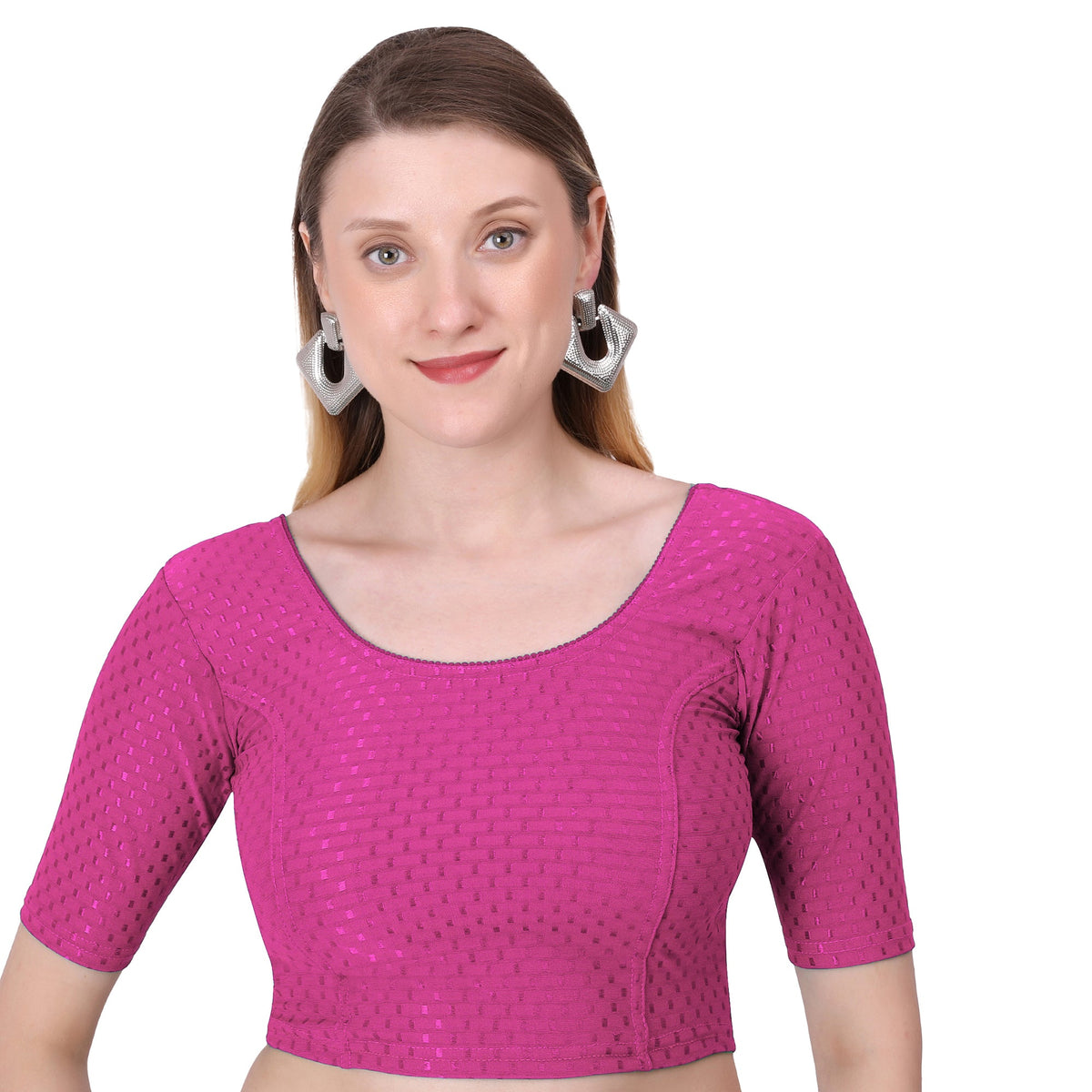 Vamika Cotton Lycra Stretchable Fabric Baby Pink Stretchable Blouse | Grocsy