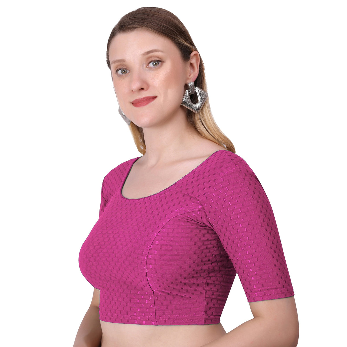 Vamika Cotton Lycra Stretchable Fabric Baby Pink Stretchable Blouse | Grocsy