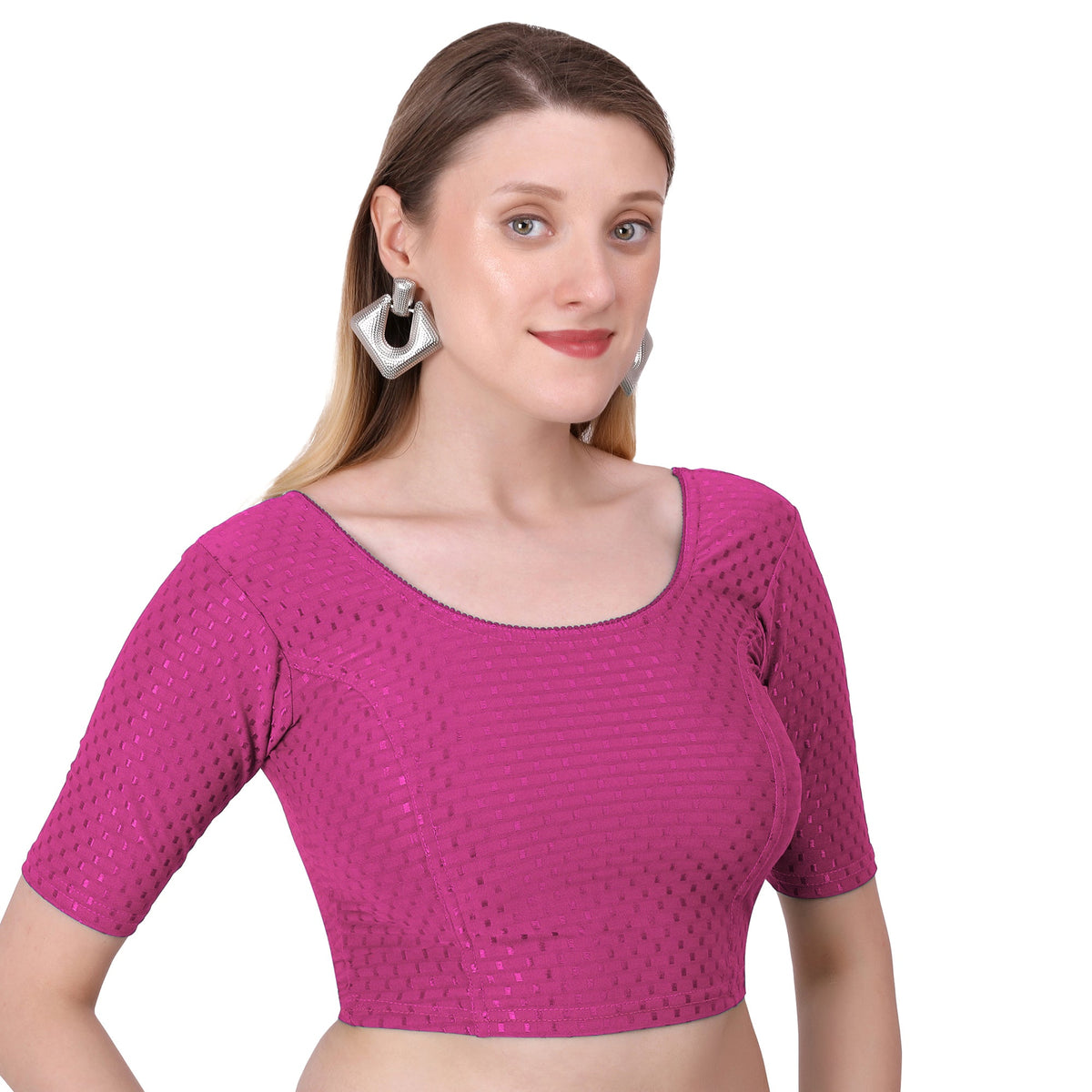 Vamika Cotton Lycra Stretchable Fabric Baby Pink Stretchable Blouse | Grocsy