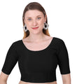 Vamika Cotton Lycra Stretchable Fabric Black Stretchable Blouse | Grocsy