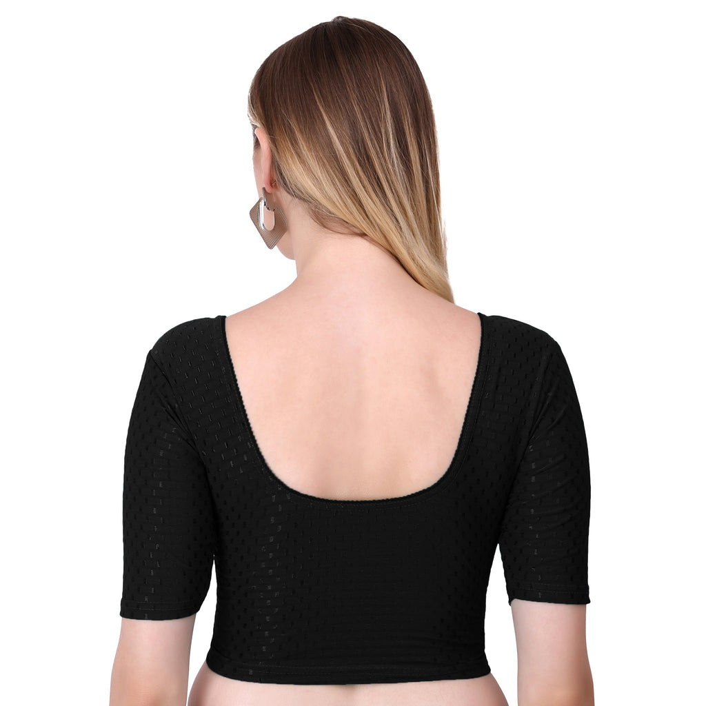 Vamika Cotton Lycra Stretchable Fabric Black Stretchable Blouse | Grocsy