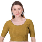 Vamika Cotton Lycra Stretchable Fabric Gold Stretchable Blouse | Grocsy