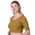Vamika Cotton Lycra Stretchable Fabric Gold Stretchable Blouse | Grocsy