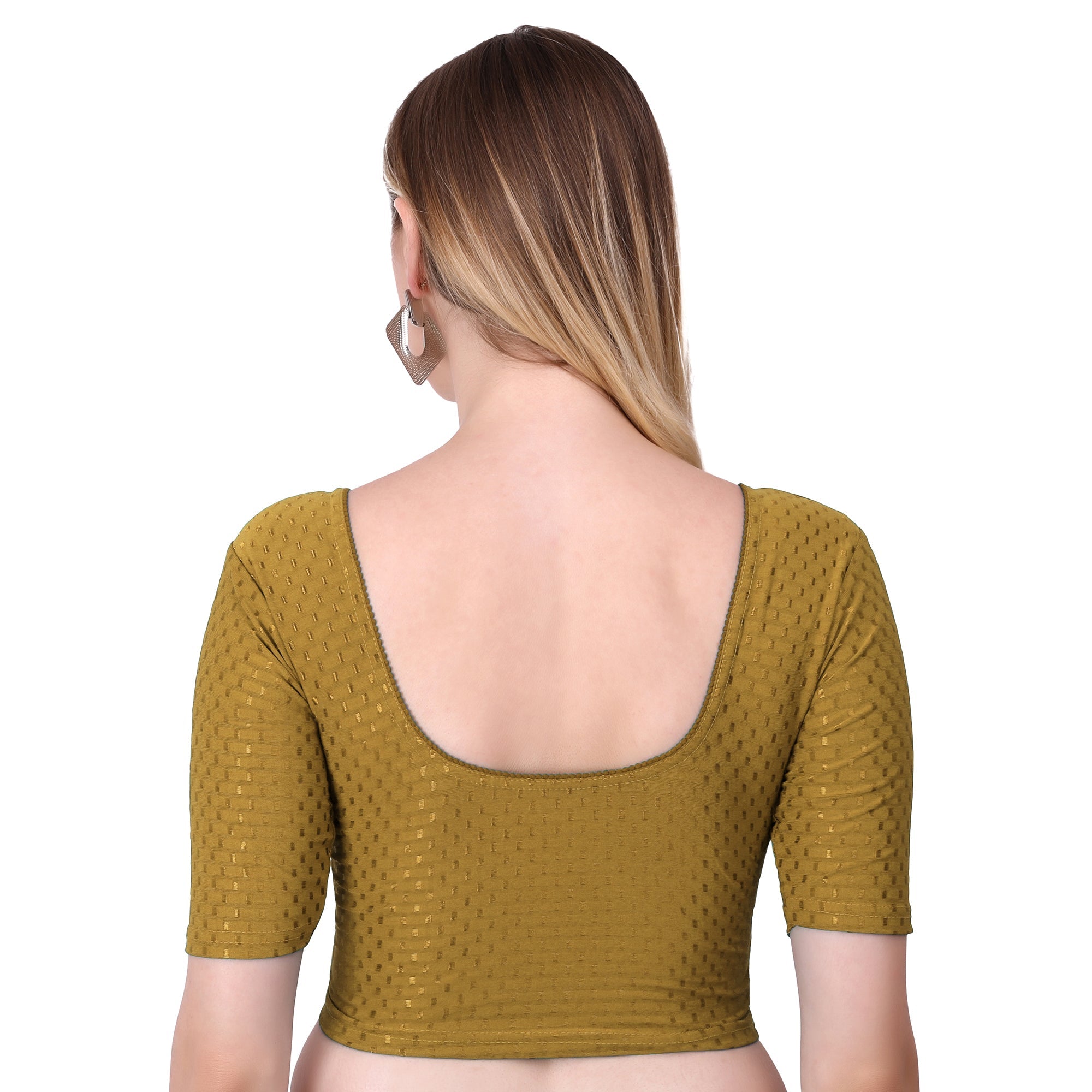Vamika Cotton Lycra Stretchable Fabric Gold Stretchable Blouse | Grocsy