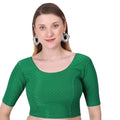 Vamika Cotton Lycra Stretchable Fabric Green Stretchable Blouse | Grocsy