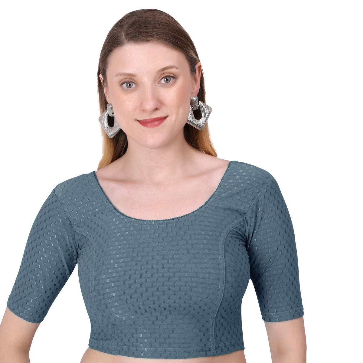 Vamika Cotton Lycra Stretchable Fabric Grey Stretchable Blouse | Grocsy