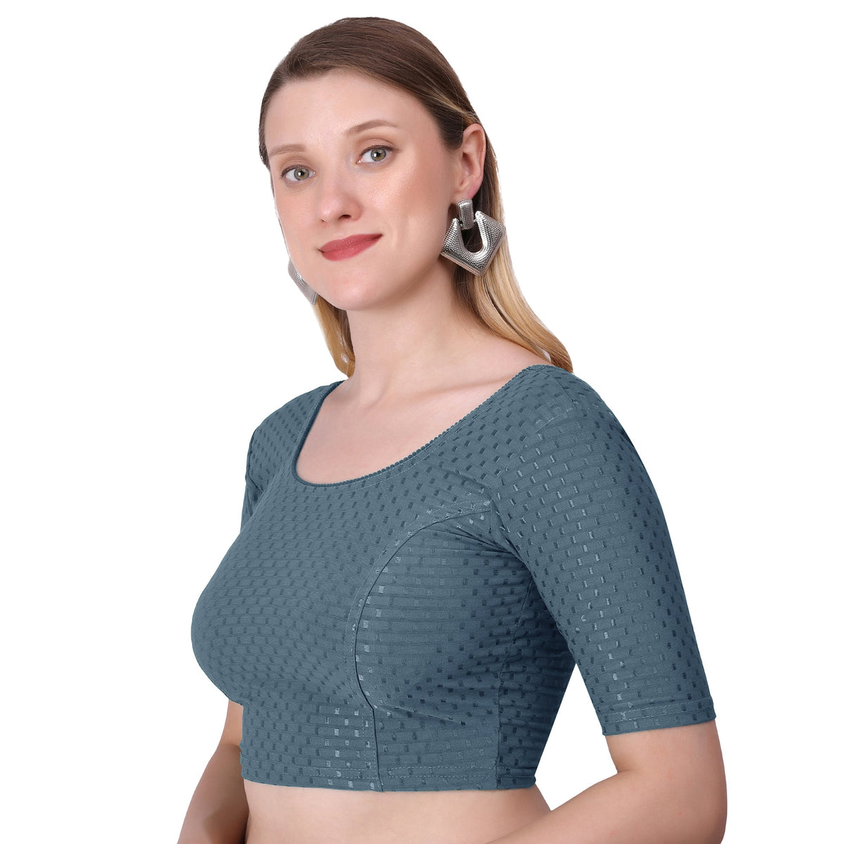 Vamika Cotton Lycra Stretchable Fabric Grey Stretchable Blouse | Grocsy