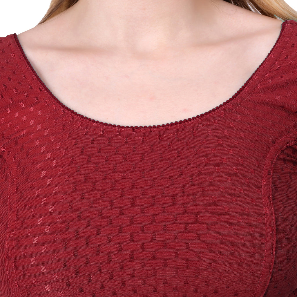 Vamika Cotton Lycra Stretchable Fabric Maroon Stretchable Blouse | Grocsy
